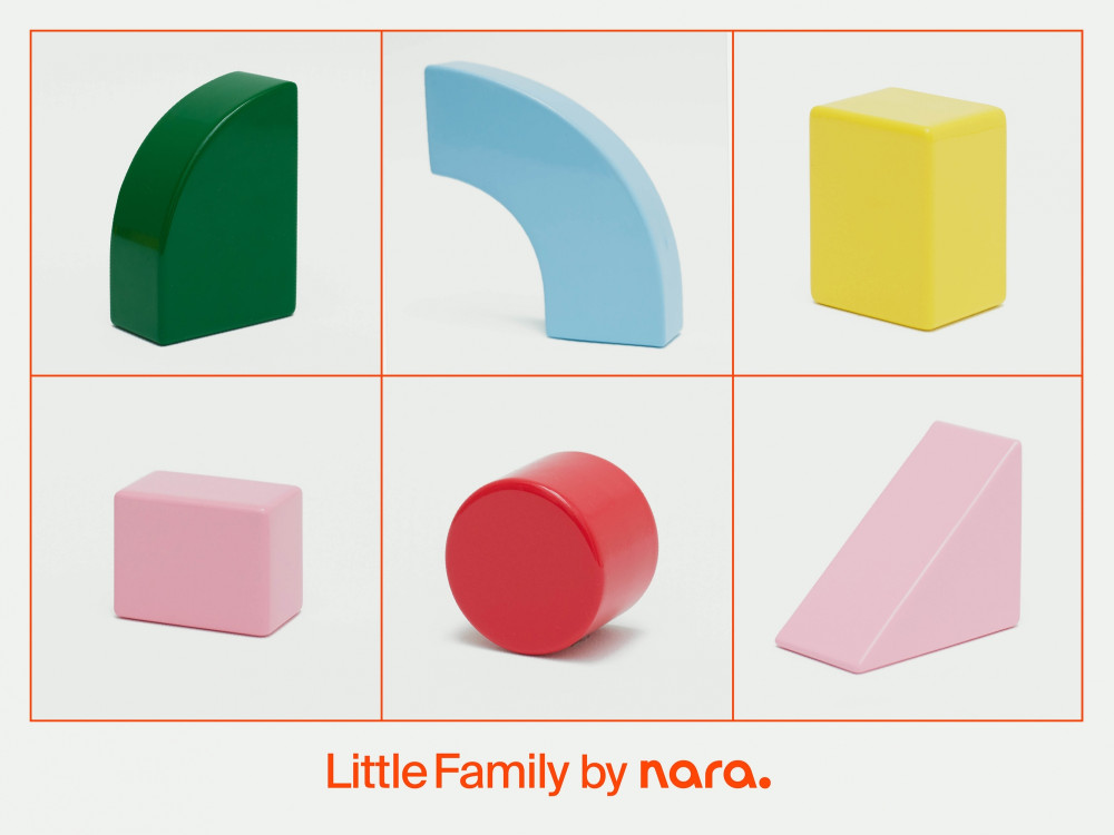 Little Family modular components by nara.world, individual geometric shapes in different colors