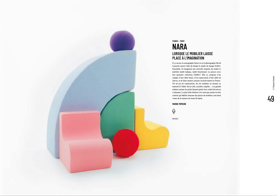 NARA Family modular furniture composition featured in French design editorial
