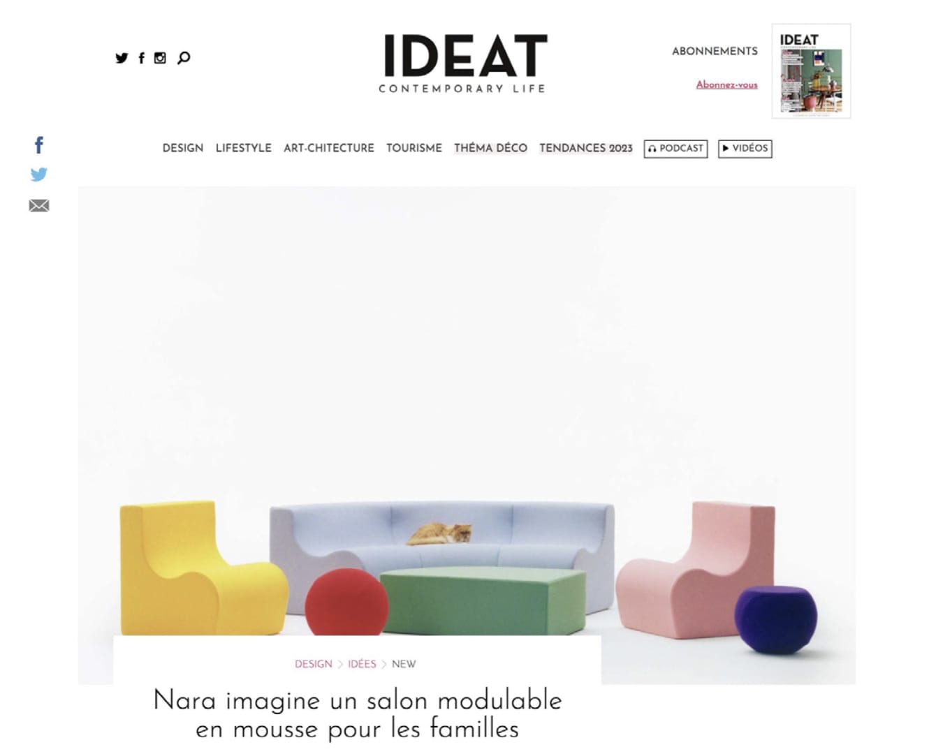IDEAT magazine article featuring NARA’s modular Family furniture collection