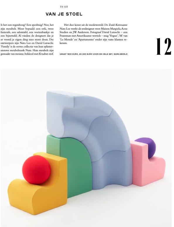 Sabato magazine feature presenting NARA’s modular Family furniture collection